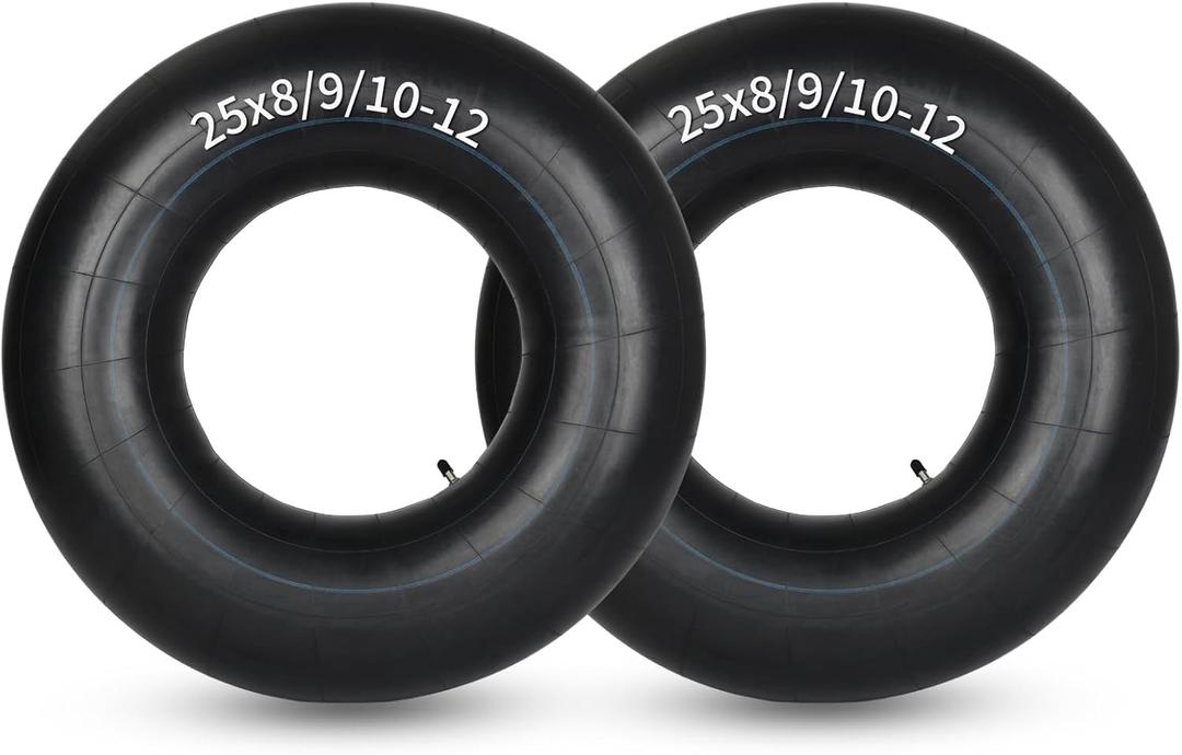 GICOOL 25x8/9/10-12 Butyl Inner Tubes, 2 Pack with TR6 Valve Stem, Heavy-Duty ATV Inner Tubes, Replacement Tubes for Tractors, ATVs, Trailers, Garden Wagons, Golf Carts