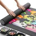 The Original Newverest Jigsaw Puzzle Mat Roll Up, Saver Pad 46 x 26 Portable Keeper Up to 1500 Pieces with Non-Slip Rubber Bottom & Smooth Top + 3 Puzzle Sorting Trays & Travel-Friendly Storage Bag