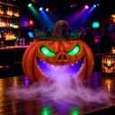 Halloween Decorations Pumpkin Fog Machine - Tabletop Water Mist Maker with Glowing Green Eyes, Spooky Indoor/Outdoor Tabletop Decor for Haunted House & Parties