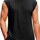 Runcati Mens Sleevess T-Shirts Classic Crew Neck Casual Shirt Summer Basic Lightweight Fashion Moisture Wicking Tees Black, 1 Pc, Size XXL, Black