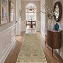 2x5 Runner Rug for Hallway Entryway Kitchen Rug Washable Runner Brown | Vintage Print Carpet, Low Pile Lightweight Rugs with Non Slip Backing for Home Office Dining Room