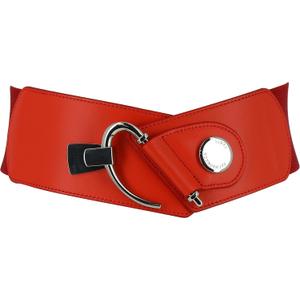 FASHIONGEN - Cowhide leather elastic belt for women, DARLENE (Red)