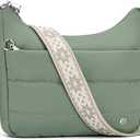 SYTRAH Anti Theft Crossbody Purse Hobo Crossbody Bags for Women, Quilted Puffer Bag Slouchy Builtin Wallet & RFID Blocking Shoulder Purses Green