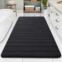 Buganda Memory Foam Bath Mat, 70" x 34", Ultra Soft and Non-Slip Bathroom Rugs, Water Absorbent and Machine Washable Bath Rug Runner for Bathroom, Shower, and Tub, Black