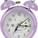 Mily Alarm Clock for Kids Vintage Twin Bell Alarm Clocks Cute Cartoon Panda Silent Children Bedroom Desk Clock (Purple)