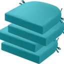 idee-home Outdoor Chair Cushions Set of 4, Thick 19" x 19" x 2" Outdoor Seat Cushions Patio Furniture Waterproof with Ties, Dining Pads (A Peacock Blue)