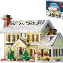Christmas Holiday House Building Set, LED DIY Christmas Holiday Snow Village, Christmas House Compatible with Lego Gifts for Boys, Girls, Family, and Friends (1156pcs)