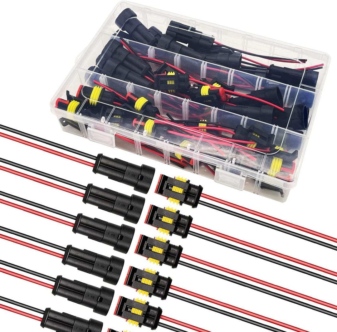 20 AWG 20 Kits 2 Pin Connector Waterproof Wire Connectors 2 Pin Automotive Electrical Connectors Quick Disconnect Wire Connectors with 20 Gauge Wire