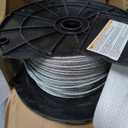 Galvanized Steel Wire Rope on Reel, 7x7 Strand Core, 3/32" Bare OD, 500' Length, 184 lbs Breaking Strength