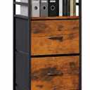 DreamDashio 3 Drawer Fabric File Cabinet with Printer Stand & Dual Shelves, 2-Tier Printer Storage with Letter/A4/Legal File Drawers, Adjustable Hanging Rails, Lockable Casters/Leveling Feet