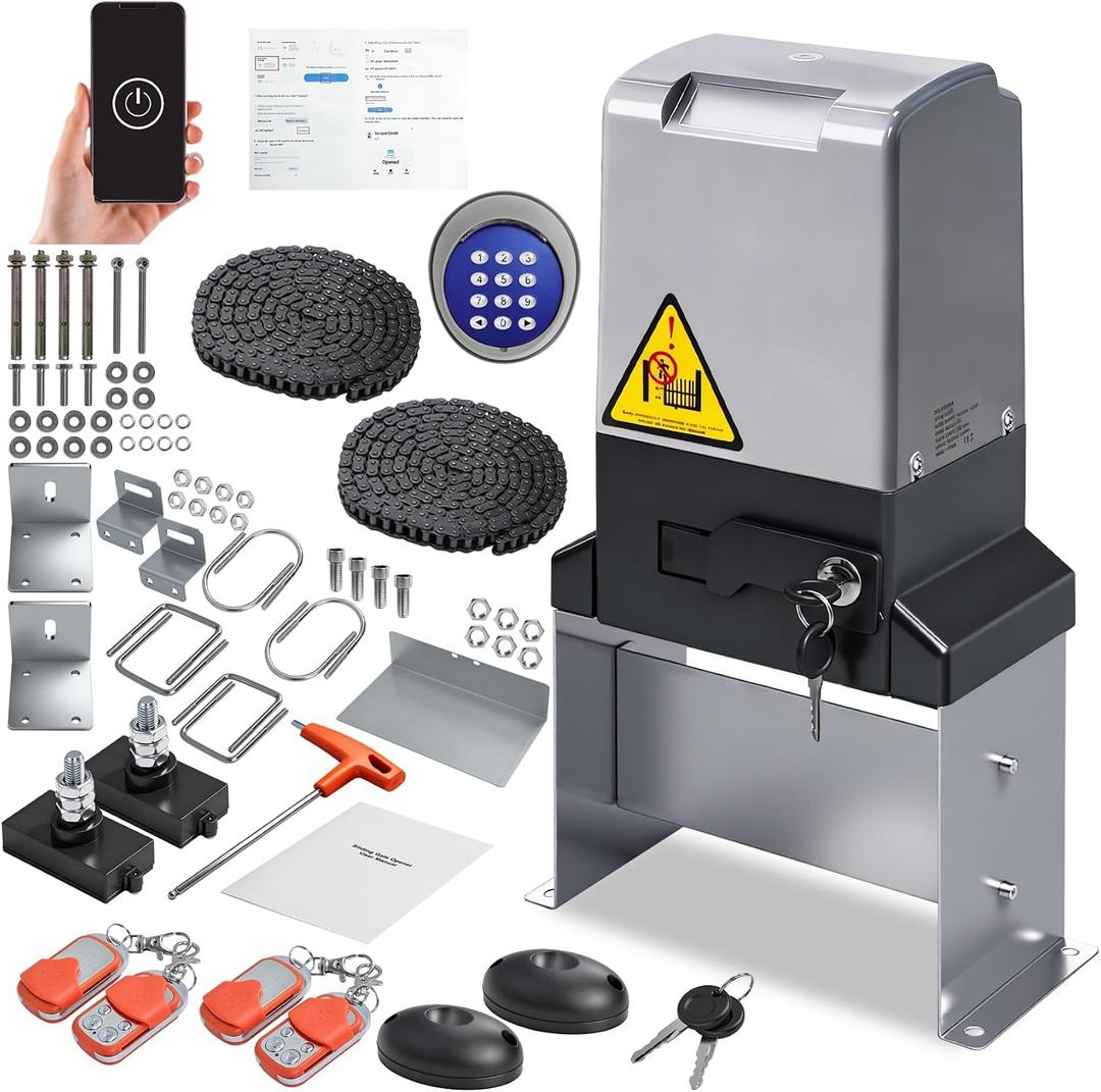 4400lbs Automatic Sliding Gate Opener with APP Control & 4 Remotes
750W Heavy Duty Electric Sliding Gate Motor Kit with Wireless Keyboard