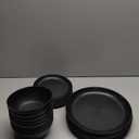 Grow Forward 24-piece Premium Wheat Straw Dinnerware Sets for 8 - Unbreakable Dishwasher & Microwave Safe Plastic Plates and Bowls Sets - Patio, Outdoors, RV, Camping Dishes - Midnight