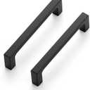Ravinte 10 Pack 4 inch Hole Centers Matte Black Cabinet Pulls Solid Drawer Pulls Kitchen Cabinet Hardware Kitchen Flat Black Square Bar Drawer Handles