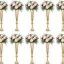 LoveCat 10pcs of Versatile Metal Tabletop Flower Stands, Gold Wedding Table Centerpiece Stands, 21.9" Tall Trumpet Vases for Wedding Birthday Holiday Party Important Event Home Decor