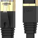 Cat 7 Ethernet Cable 100 ft High Speed 10Gbps 600MHz, Shielded Long Ethernet Cord, LAN Cable with RJ45, Flat Internet Network Patch Cord, Fast LAN Wire for Gaming, PS5/4/3, Xbox, Modem, Router