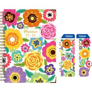 Daily Planner 2025-2006, Weekly & Monthly Planner, July 2025 - June 2026 Day Planner, 6.2” x 8.25” Flexible Cover，Wirebound Note Pages with Monthly Tab, Back Pocket, Premium Paper