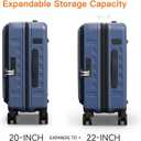 Expandable Lightweight PC Hard Shell Suitcase, 20-inch Luggage with TSA Lock, Top Opening & Cup Holder - Ideal for Business Travel Suitcase (Blue, Carry-on 20-Inch)