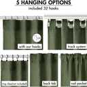 MIULEE Olive Green Linen Curtains 90 Inches Long 2 Panels for Bedroom Living Room, Back Tab & Pleat Tape with Hooks Soft Thick Linen Textured Window Drapes Semi Sheer Light Filtering Burlap Look Decor