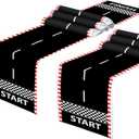 4 PCS Race Car Table Runner 71 x 13'' Checkered Table Runner Black and White Road Table Runner for Two Fast Car Theme Birthday Racing Party Decor Events Supplies