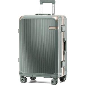 24 Inch Zipperless Checked In Luggage with Aluminum Frame, GreenChecked Luggage,Large Spinner Wheels,Zipperless,PC Hard Shell,Lightweight,For Long Travel