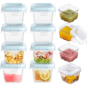 Small Glass Food Storage Containers Set of 12, 6oz Mini Glass Containers Airtight, Leakproof for Snacks, Dips, Overnight Oats, Condiment Salad Dressing Sauce, Microwave, Dishwasher Safe