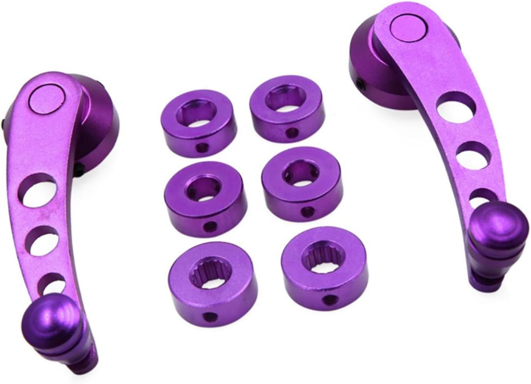 2pcs Purple Universal Aluminum Alloy Car Auto Door Window Handle Cranks Winder Auto Replacement Parts