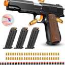 Toy Gun, Shell Ejecting Toy Gun with Soft Bullets, Educational Model Toy Pistol Shooting Game, Gifts for Kids Boys Girls (Brown)
