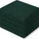 Homaxy 100% Cotton Waffle Weave Kitchen Dish Towels, Ultra Soft Absorbent Quick Drying Cleaning Towel, 13 x 28 Inches, 4-Pack, Blackish Green