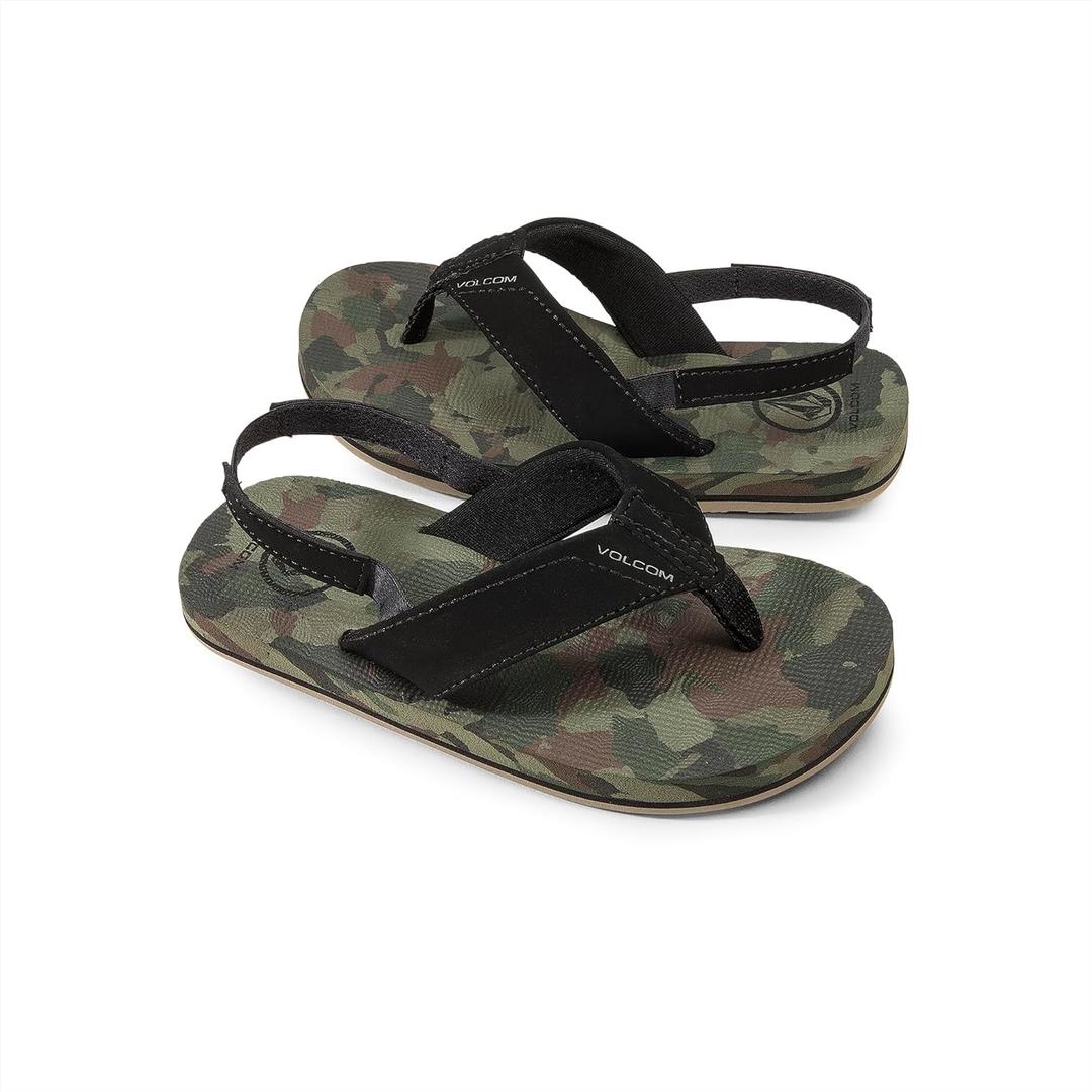 Volcom Boy's Child Big Youth Victor Sandal Flip-Flop (13 Little Kid, Dark Camo-new)