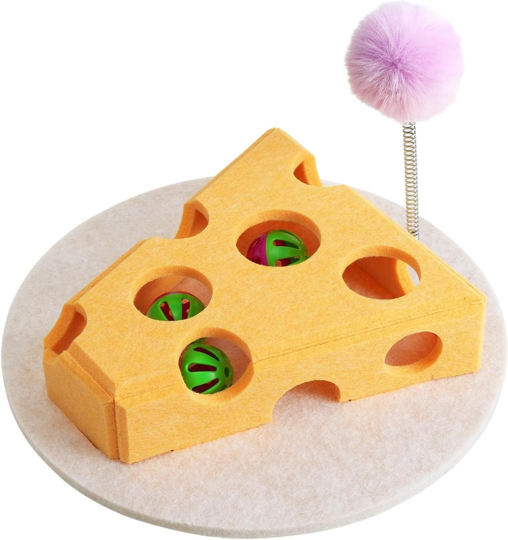 Interactive Cat Toy Puzzle Toys for Indoor Cats Felt Maze Box Kitten Toys Pet Cat Games Self Play Fun Exercise Hide Seek Moving Cat Toy for Bored Adults Cats Encourages Hunting Instincts