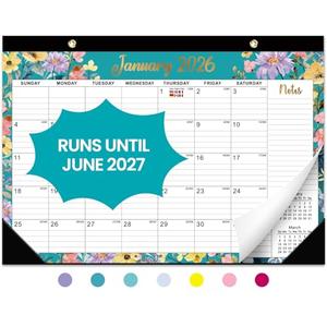 Desk Calendar 2026-2027, 21-Month Calendar Runs Until June 2027, Large 17" x 12" Monthly Desktop & Wall Calendar for Home & Office - Floral 2Pack