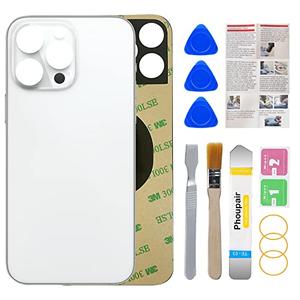Phoupair OEM Rear Back Glass Replacement for iPhone 14 Pro 6.1 Inches with Professional Repair Tool Kit (Silver)