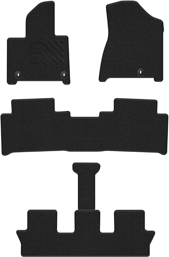Carpet Floor Mats Custom Fit for Hyundai Santa Fe 6/7 Seats 2024 2025 2026 Gas & Hybrid, 1st 2nd 3rd Row Set All Weather Anti-Slip Waterproof Back Floor Liners - 5pc