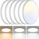 libtit 6 Pack 13 Inch LED Flush Mount Ceiling Light, 3200LM 28W Ultra-Slim LED Ceiling Lights, 3000K/4500K/6000K Selectable Light Fixture for Bedroom, Kitchen, Bathroom, Hallway - White
