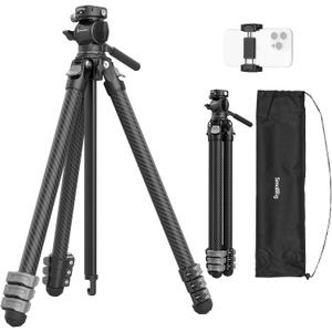 SmallRig Portable Travel Video Tripod, Carbon Fiber Compact Tripod for Outdoor Photography, 5kg Load, Fluid Head with 360° Pan and -70° to 90° Tilt, 180° Reversible Center Column