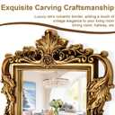 Gold Baroque Mirror - 26.3'' x 32.6'' Ornate Lightweight PU Frame, Vintage Decor Mirror for Living Room Fireplace Dining Room Entryway, Antique Mirrors with HD Reflection to Brighten & Expand Space