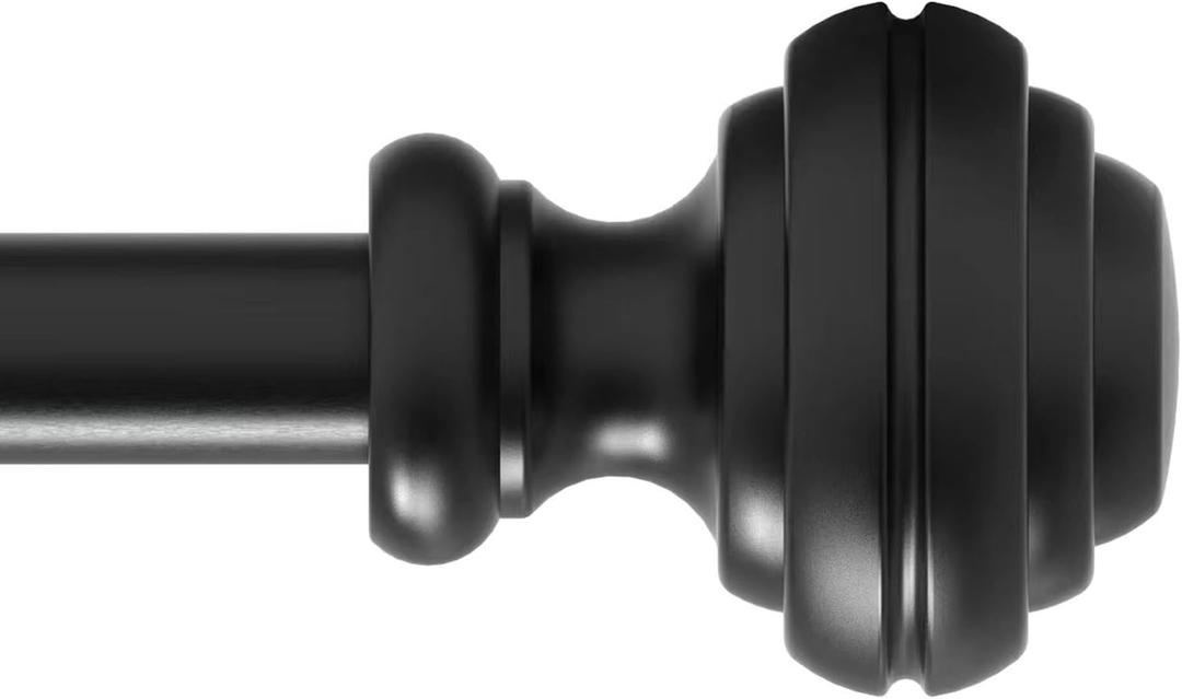 Curtain Rods for Windows 48-84 inch, 3/4 inch Heavy Duty Adjustable Decorative Curtain Rod with Modern Finials,Window Rods for Bedroom, Living Room,Patio and Kitchen (16"-84"|1 PACK, Black)