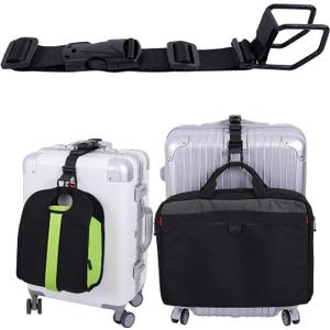 Luggage Hook Strap,J Hook for add a Bag Luggage,Multi Adjustment Bag Strap Hook with Hands Free(Black-Middle Size)