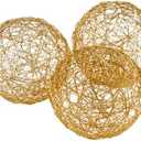 Modern Day Accents 3377 Guita Gold Wire Spheres Set of 3, Decorative Balls, Orb Ball, Shelf Decor, Table Dough Bowl Filler Home, Office, Kitchen, Living Room, Room Decor Aesthetic, 3" D