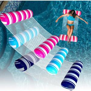 Inflatable Pool Floats Adult Size Water Hammock,Floats for Swimming Pool,4-in-1 Multi-Purpose Pool Floating Toys,Pool Rafts Lounge Chairs Floaties,for Adults Vacation Fun and Rest (3 Pack, Blue & Pink & Navy Blue)