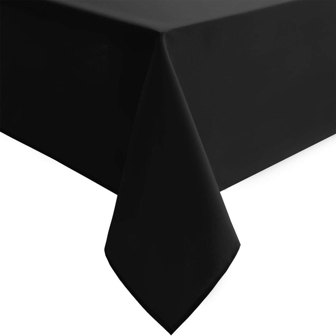 Hiasan Black Tablecloth for Rectangle Tables - Wrinkle Resistant and Waterproof Washable Polyester Fabric Table Cloth for Dining Camping Gathering and Outdoor use, 54 x 120 Inch