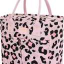 Lunch Bag Insulated,Adults Lunch Box with Pockets waterproof,Large Lunch Cooler for Office Hiking,Pink Leopard Print