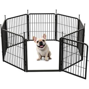 SunsGrove Dog Playpen for Indoor, Heavy Duty 24 Inch 8 Panels Dog Playpen for Small and Puppy Dogs, Free and Safe Play Dog Fence, Black