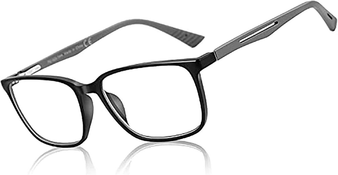 BLUEMOKY Blue Light Reading Glasses for MenSport Square Frame Readers, Anti Glare Computer Glasses (C01 Black / Grey)