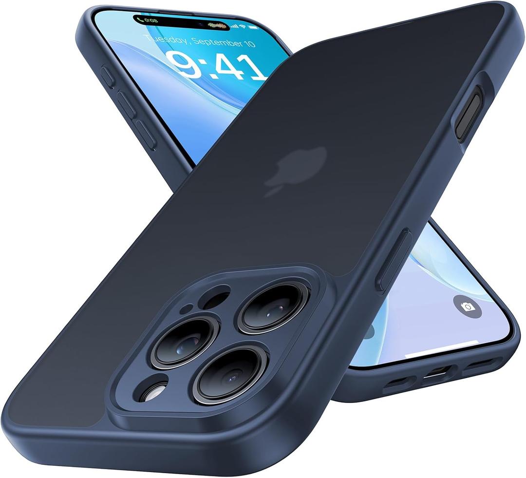 Shockproof for iPhone 16 Pro Max Case, [Camera Protection] [Military-Grade Drop Protection] Protective Anti-Yellow Slim Translucent Skin-Friendly for iPhone 16 Pro Max Phone Case, Navy Blue