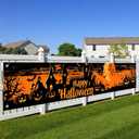 Halloween Decorations Outdoor Yard Banner Happy Halloween Banner Pumpkin Fence Backdrop 118x20 Inch Haunted House Moon Bat Scene Gothic Outdoor Yard Sign for Garden Porch Party Wall