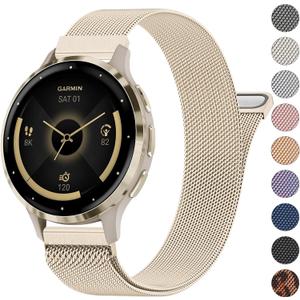 18mm Metal Bands for Garmin Venu 3S / Venu 4 41mm / Venu 2S / Vivoactive 4S / Vivomove 3S / Forerunner 265s Watch Bands, Quick Release Stainless Steel Metal Replacement Wristband Strap for Garmin Forerunner 255s/265s Bands Women Men (Champagne Gold)
