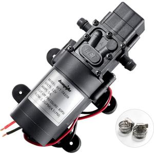 12V DC Water Transfer Pump with 2 Hose Clamps 12 Volt Diaphragm Pump Self Priming Sprayer Pump with Pressure Switch 4.5 L/Min 1.2 GPM 80 PSI for Weed ATV Marine Boat