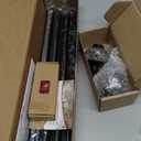 Black Curtain Rods 32 to 58 Inches (2.6-4.8ft), USFOOK 7/8 Inch Telescoping Splicing Drapery Rods for Windows 20 to 54 Inch, Decorative Translucent Finials