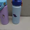 GoKEDA 18oz Kids Water Bottle, 2 Pack Insulated Bottles with Stickers, 18/8 Stainless Steel Vacuum Leak Proof Straw Cup for School, Gifts for Girls(Light Blue, Purple)